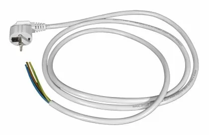 Power cable with molded Schuko plug, 3x1.5mm² - 2 m. (white)