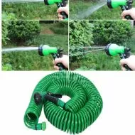 Hydrofarm PVC coil hose 15m with water gun for watering and washing cars