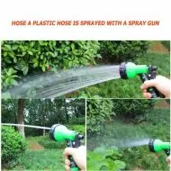 Hydrofarm PVC coil hose 15m with water gun for watering and washing cars