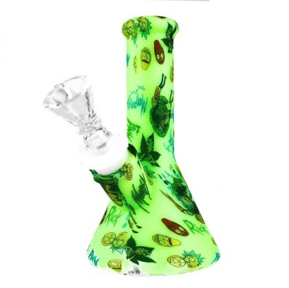 Bong din silicon desene animate verde 13cm