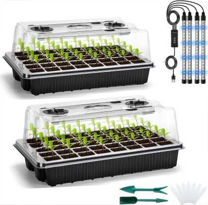 Germination and rooting kit with built-in lighting - 80 sockets, 4 LED strips, 2 boxes x 38 x 24 x 12cm