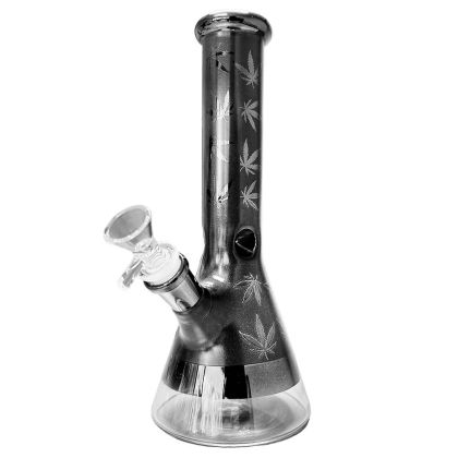 Bong din sticlă cu frunze de iarbă gri 25 cm
