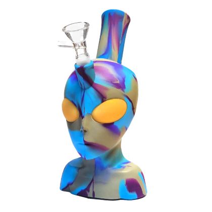 Bong din silicon cu cap de extraterrestre albastru 20 cm