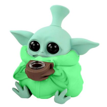 Bong din silicon detașabil Green Yoda 13mm.