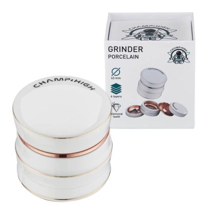 Set de 4 piese Grinde Champ din porțelan înalt, alb, din metal Lussosen - 63 mm.