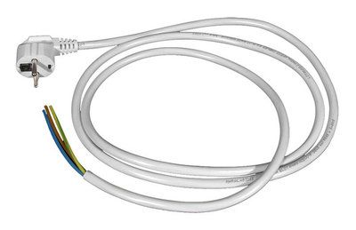 Power cable with molded Schuko plug, 3x1.5mm² - 1.5 m. (white)