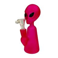Bong with Pink Alien Figurine made of thick glass 17cm