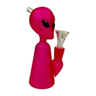 Bong with Pink Alien Figurine made of thick glass 17cm