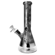 Bong din sticlă cu frunze de iarbă gri 25 cm