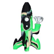 Bong din silicon, verde rachetă, cu iluminare LED, 20 cm