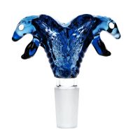 Bong din sticlă cu vârf dublu, tip șarpe, 14 mm, albastru