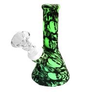 Bong din silicon cu craniu, verde, 13 cm