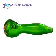 Pipă de sticlă cu frunză verde 10cm