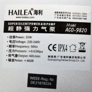 Hailea ACO-9820 Pompa aer 60 l/min 3600 l/h